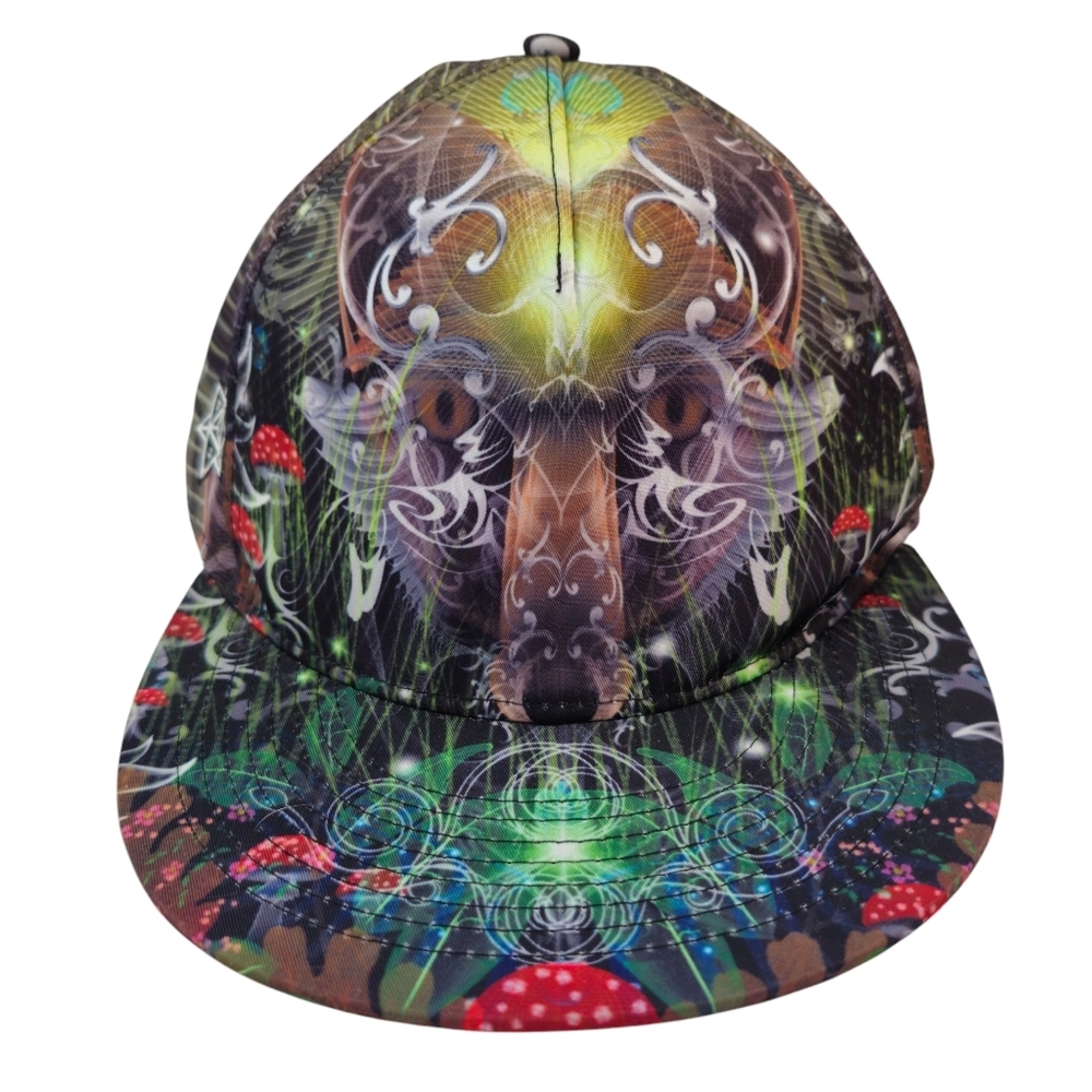 THS Trippy Wolf Psychedelic Colorful Snapback Hat RARE EDM Hiphop Festival Cap